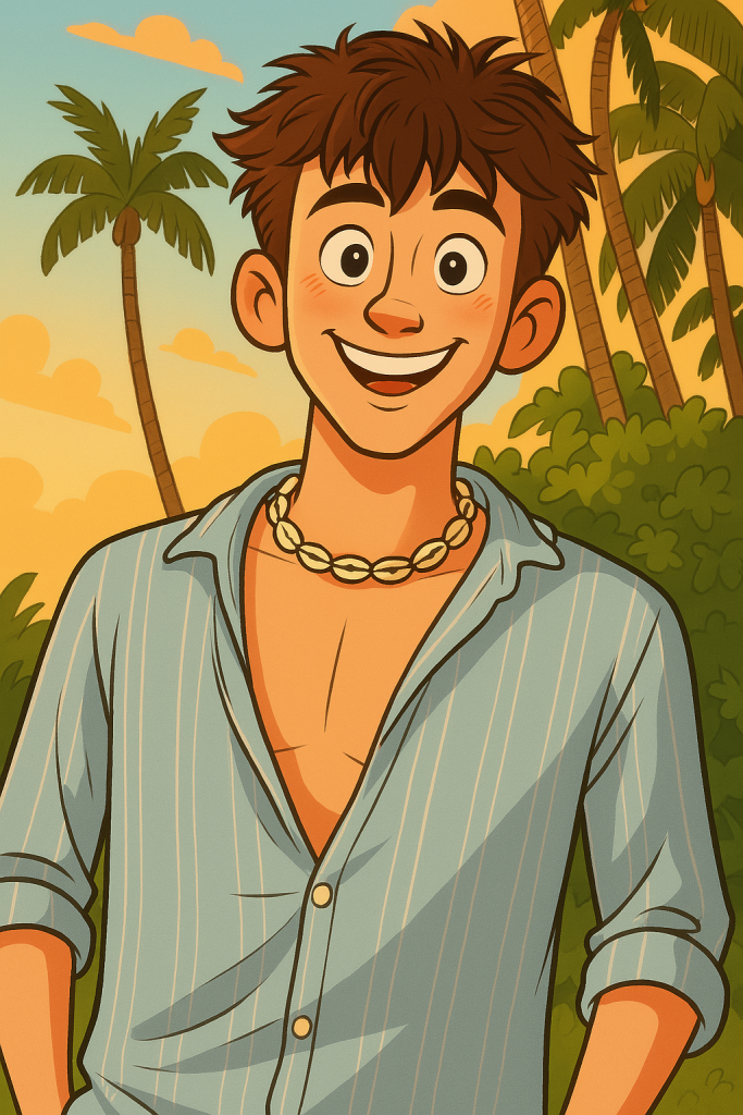 Cartoonized image of Spencer's photo of himself from his Vacation in Hawaii.